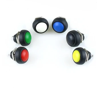 

10pcs/lot PBS-33B 12mm Mini Switch 2Pin 1A 250V Waterproof Momentary button Switch Red Black Green Yellow White Blue PBS33B