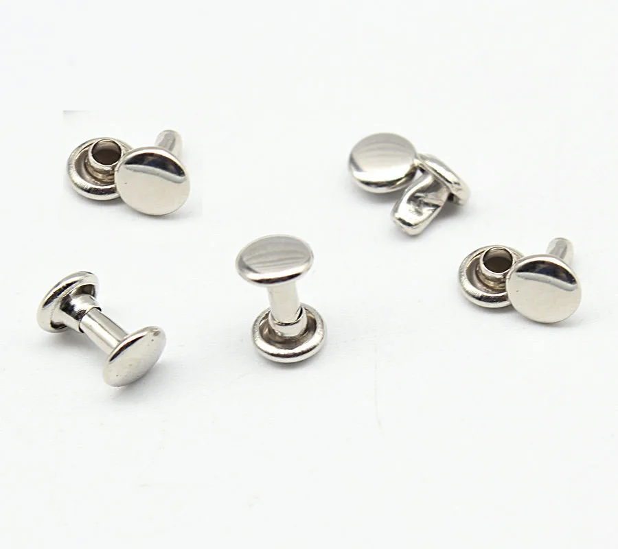 1000sets Double Cap Rivets, Head 5mm-7mm, Purse Handbag Bag Making Hardware Brass Round Metal Rivets Punk Jewelry