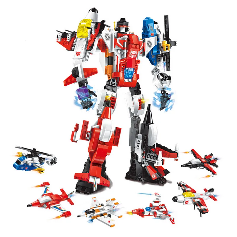 

506 pcs New 6-in-1 Transformation Robot Helicopters Air Plane Building Blocks Sets Educational for Children Gift Hot Toys