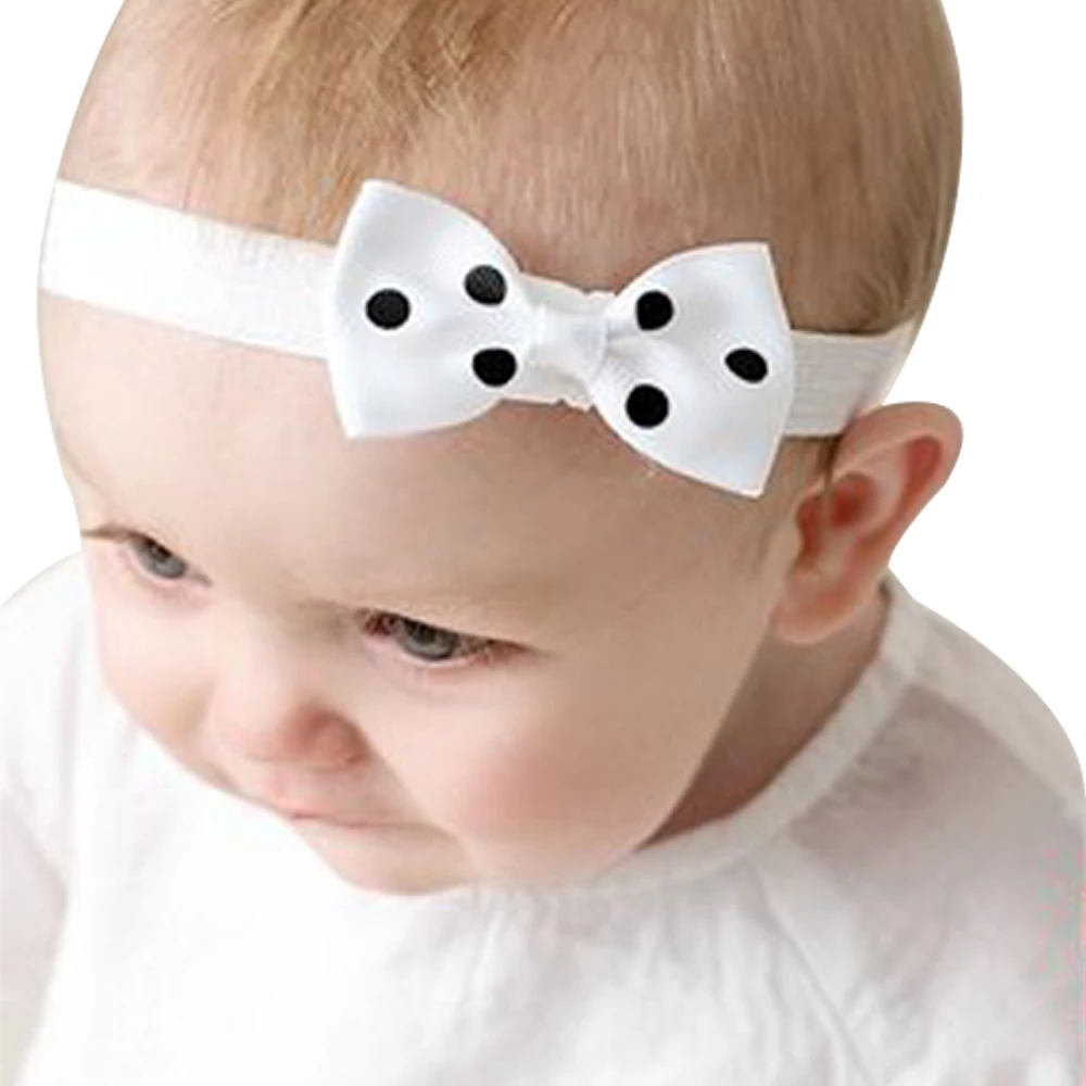 

5Pcs/Lot Newborn Printed Dots Headbands Cute Bows With Elastic Nylon Hair Bands For Kids Boutique Hair Accessories Wholesale