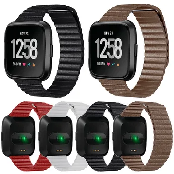 

watch band Leather For Fitbit Versa Watch Strap Magnetic Loop Bracelet Sport Watch Band Strap Adjustable
