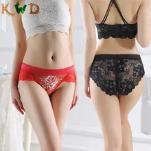 Бесшовные кружевные сексуальные сетчатые трусики с низкой талией, соблазнительное нижнее белье для женщин, прозрачные трусики с трехмерной кружевной вышивкой