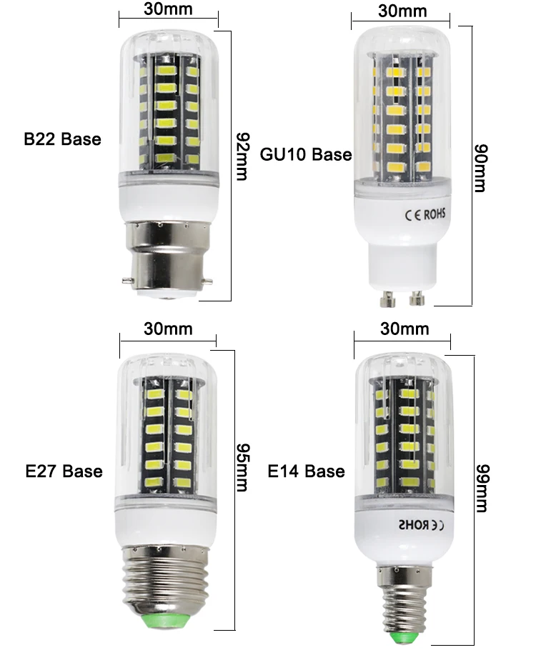 2X lampadina led Е 14 e 27 B22 GU 10 7W супер переменного тока в постоянный 12 24 36 вольт Кукуруза лампы 110 220 В энергосберегающие лампы 12v 24v 36 v 48v Настенные светильники