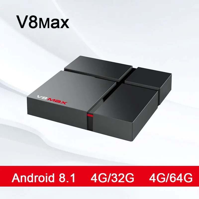 V8 MAX Android 8 1 Смарт ТВ приставка Amlogic S905X2 Четырехъядерный 4 ГБ 32 2 ГГц/5 ГГц Wifi 100 м H.265 к