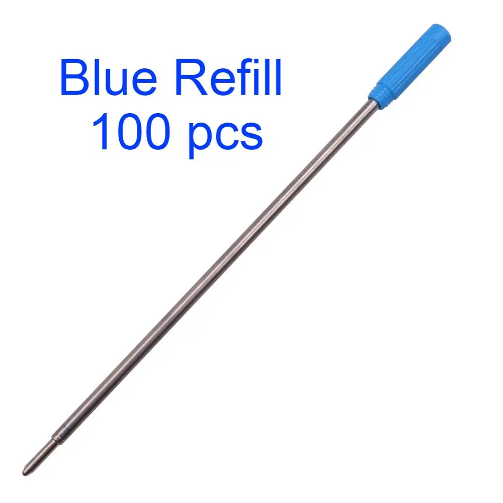 30 шт металлическая шариковая ручка или 100 шт Специальный пополняемый процесс письма ручка гладкое письмо устраняет проблемы в офисе - Цвет: Blue Refill 100 pcs