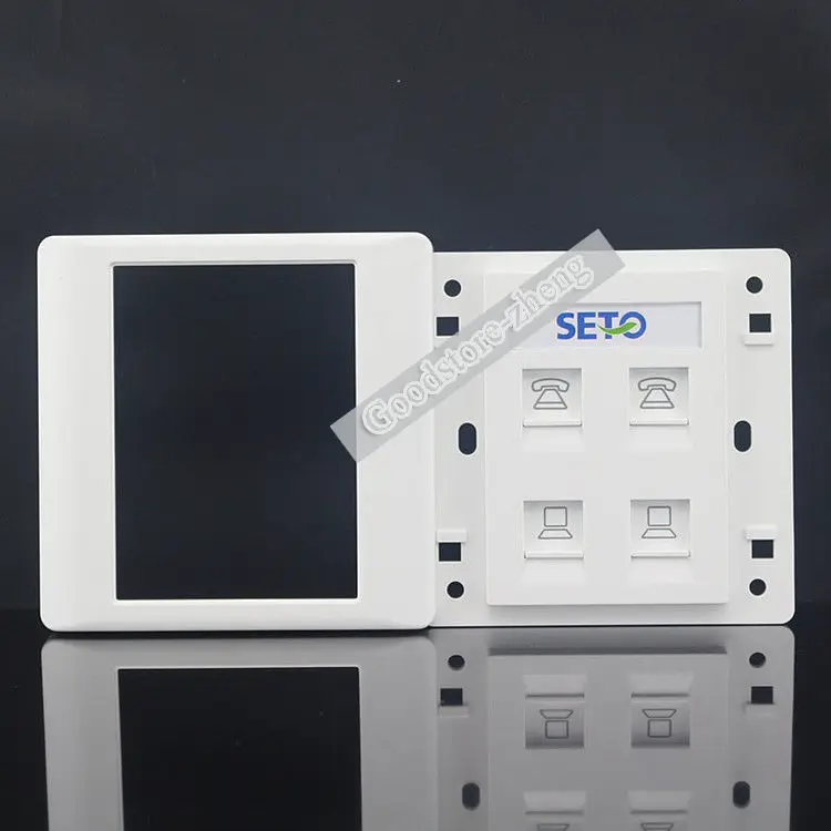 Настенная панель с 4 портами 2 сетевых LAN порта Cat5 Cat5e RJ45 и Cat3 RJ11 телефона лицевая