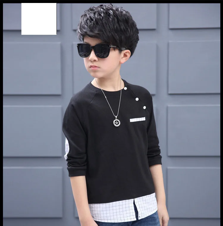 casual black gray patchwork children tops tees boys long sleeve t shirts kids 2017 new spring autumn teenage boys t shirt clothing (11)