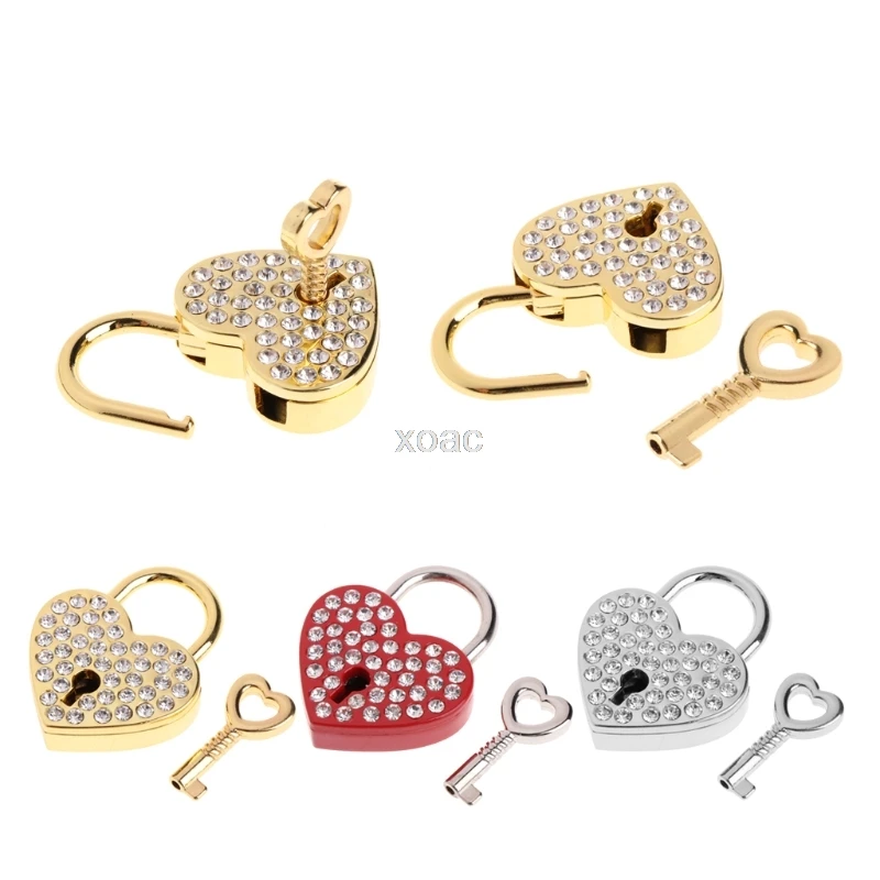 Diamonds Vintage Old Antique Style Mini Archaize Heart Padlocks Key Lock With key M13 dropship | Обустройство дома