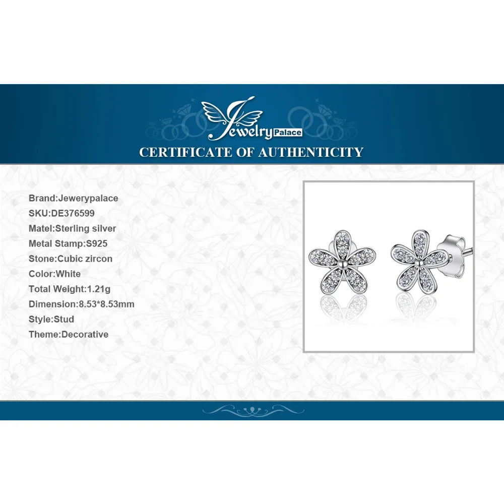 Jewelrypalace 925 пробы серебряные серьги гвоздики фианит уникальный дизайн Модные