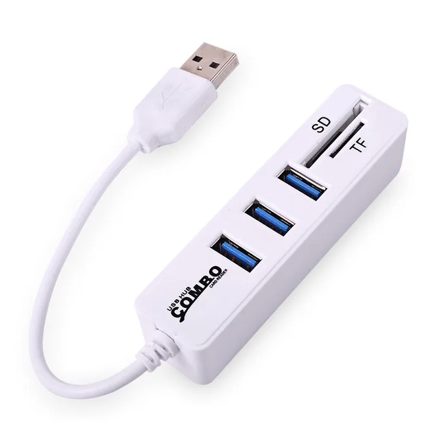 Usb-хаб Combo 3/6 портов USB 2,0 концентратор Высокоскоростной разветвитель Мульти USB комбо 2 в 1 SD/TF кард-ридер для ПК ноутбука компьютера - Цвет: 3 Ports USB White