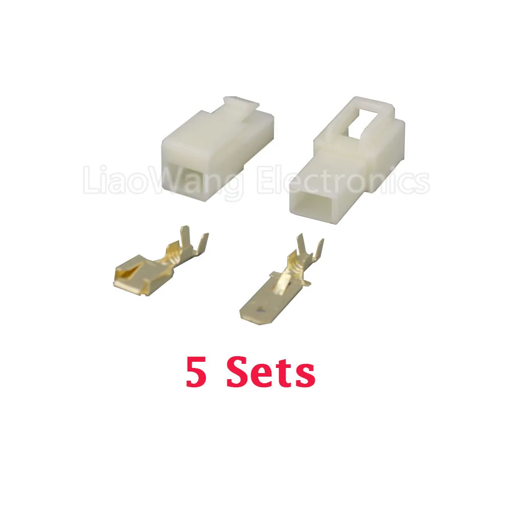 

Free Shipping 5 Sets All New 6.3-1 Pin 6.3mm Electrical Wire Connector Plug Male female Automobile Connector