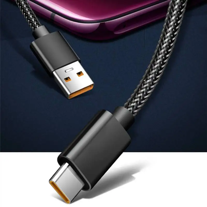 

Super Flash Charging Data Line Mobile Phone Type-C Charging Nylon Cable for Oppo Find X/R17 Pro/SamSung/HuaWei Smartphones Hot