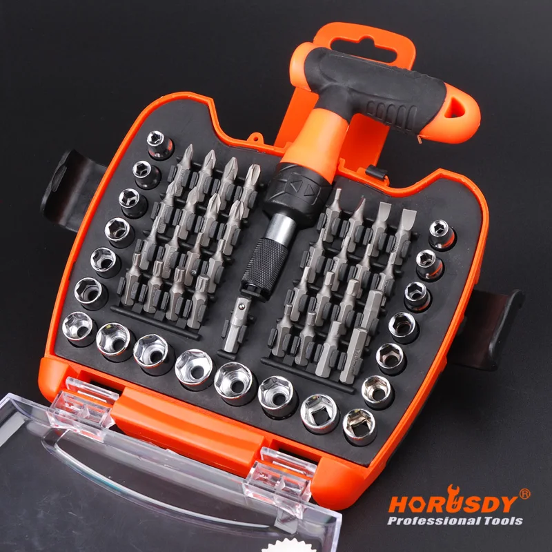 

HORUSDY 54 in 1 Ratchet T-Handle Screwdriver Bit Socket Set Multi-purpose Tool Combination