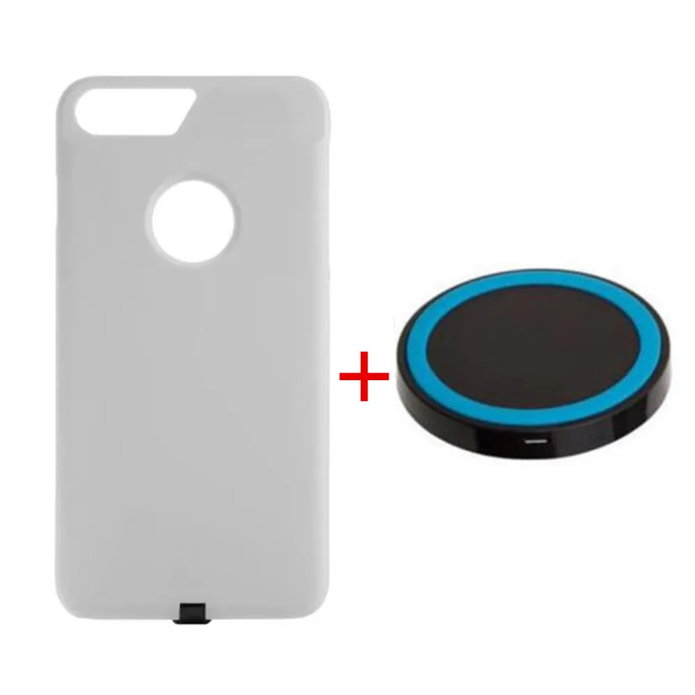 Для iPhone 6 7 Plus Qi Беспроводное зарядное устройство чехол для телефона для iPhone 6 s Зарядка приемник питания задняя крышка для iPhone 7 6s Plus+ накладка - Цвет: White and Charge Pad