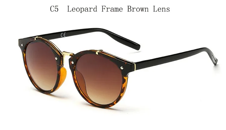 Винтаж круглые солнечные очки с заклепками Для женщин Брендовая Дизайнерская обувь очки UV400 градиент женские ретро солнцезащитные очки Oculos De Sol masculino - Цвет линз: C5