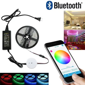 

5M 10M 15M 20M RGB Strip light Waterproof 60led/m RGB Rope Ribbon lamp Kit + Bluetooth Smartphone Controller + 24V Power adapter