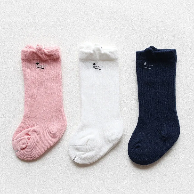 Осень-зима, детские Нескользящие резиновые носки для маленьких мальчиков, милые забавные теплые гольфы в горошек с изображением кота для новорожденных девочек
