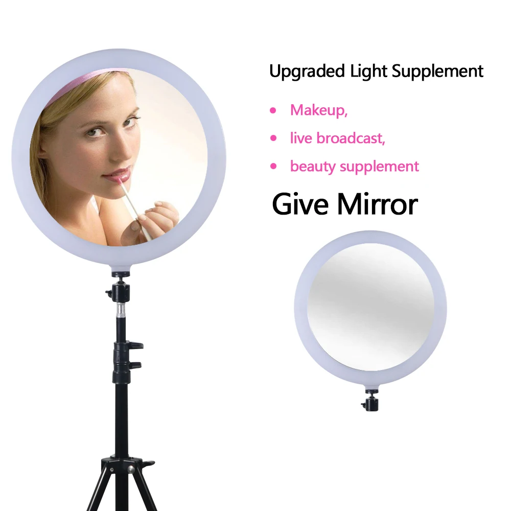  Mcoplus LED Ring Light Photographic Lighting Dimmable Camera Lamp With Holder Tripod Stand For Smar