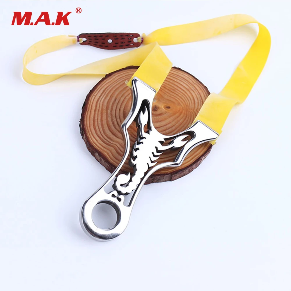 

1pc Stainless Steel Slingshot with 3 Flat Rubber Bands Process Cutting Scorpion Slingshot Outdoor Adult Sports Games