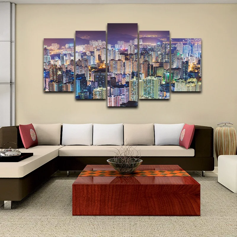 Colorful City Night View Home Decor Spray Oil Painting Decoration Framed Wall Art Picture Artistic Printed Drawing Canvas AE0990 | Дом и сад