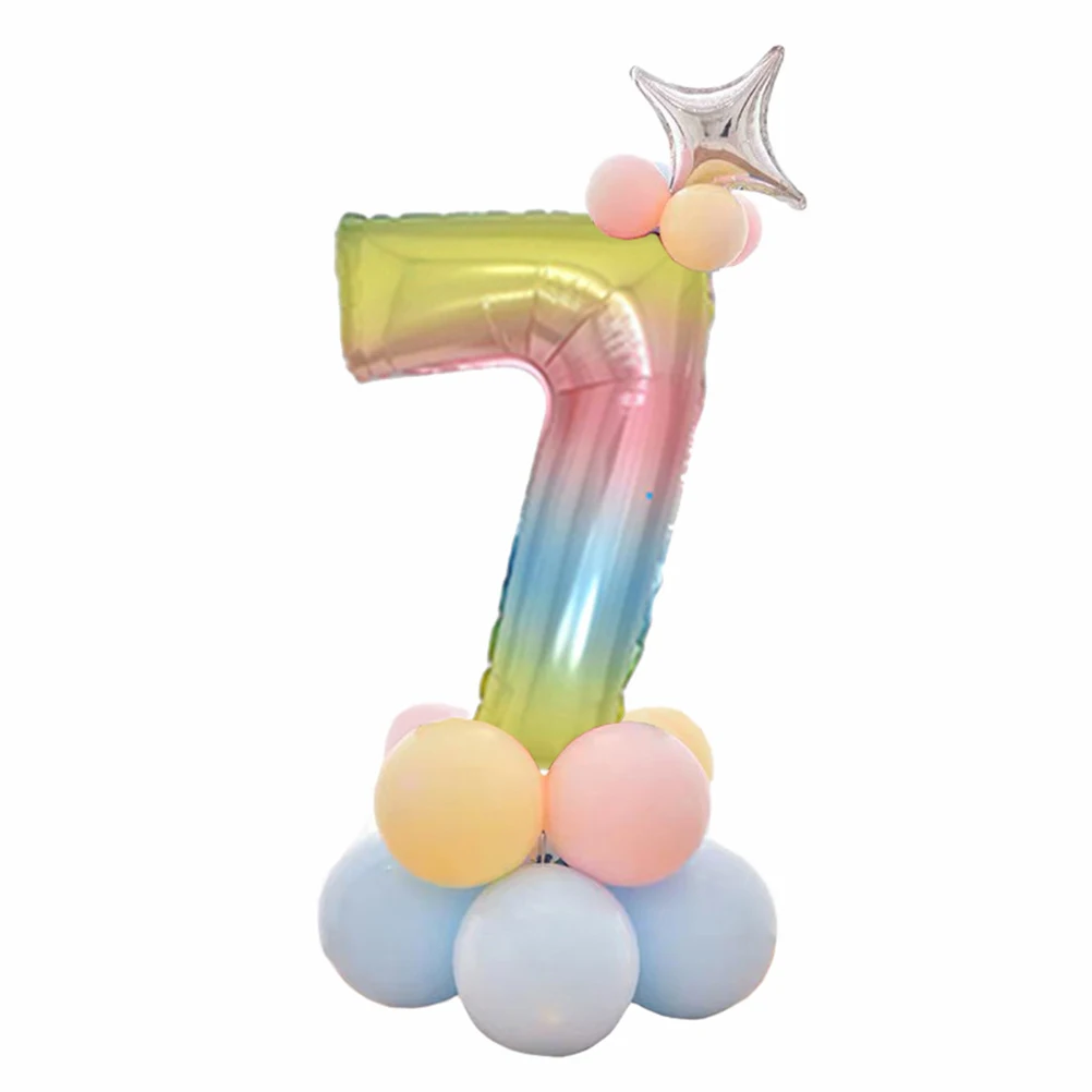 25 шт. градиентный цифровой номер воздушные шары Комплект С Днем Рождения Шар из алюминиевой фольги колонна детский душ декоративные шары набор - Цвет: 7