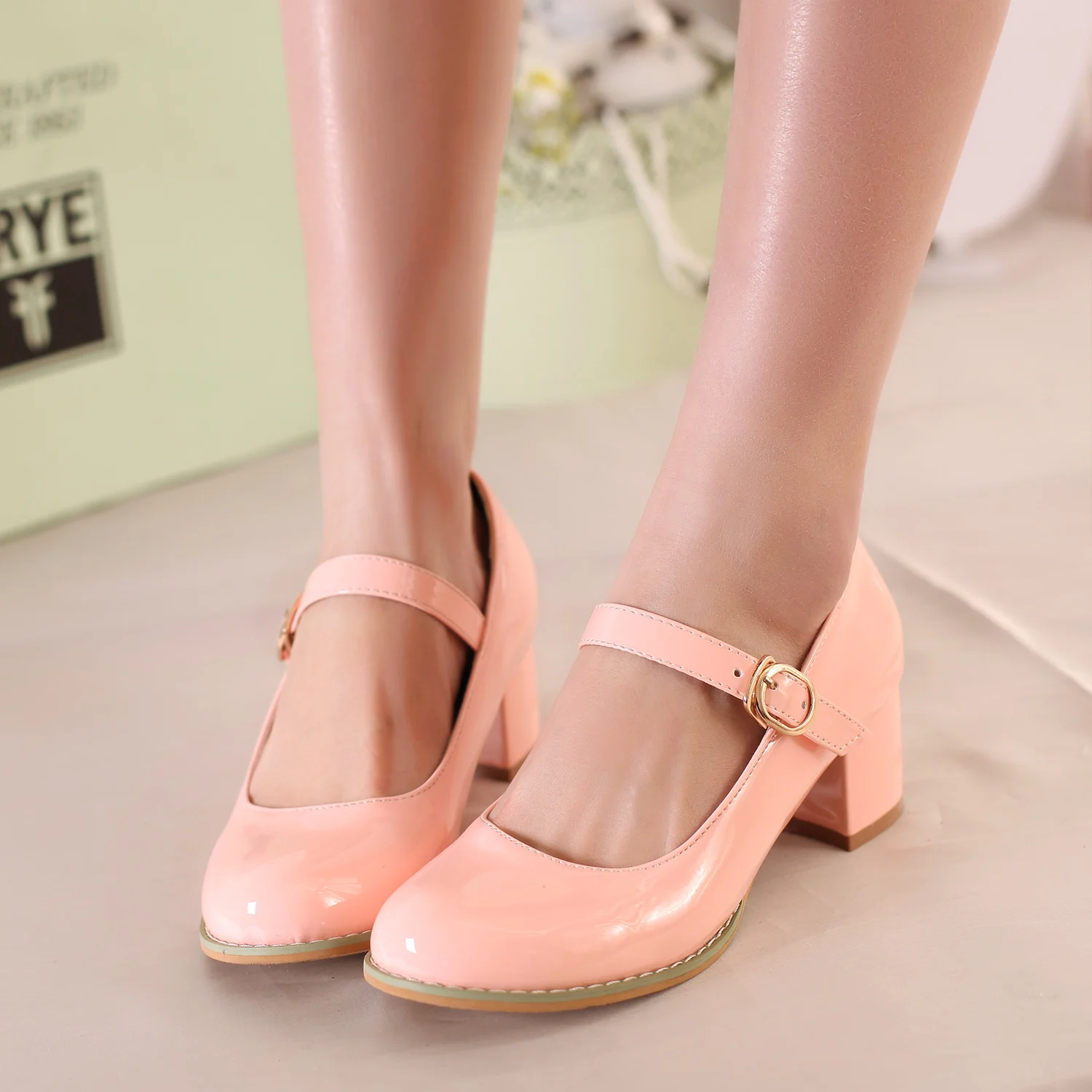 

Dilalula 2019 Large Size 30-47 Candy Colors Square Heels Mary Janes Women Shoes Woman Pumps Date Girls Pumps Shoes