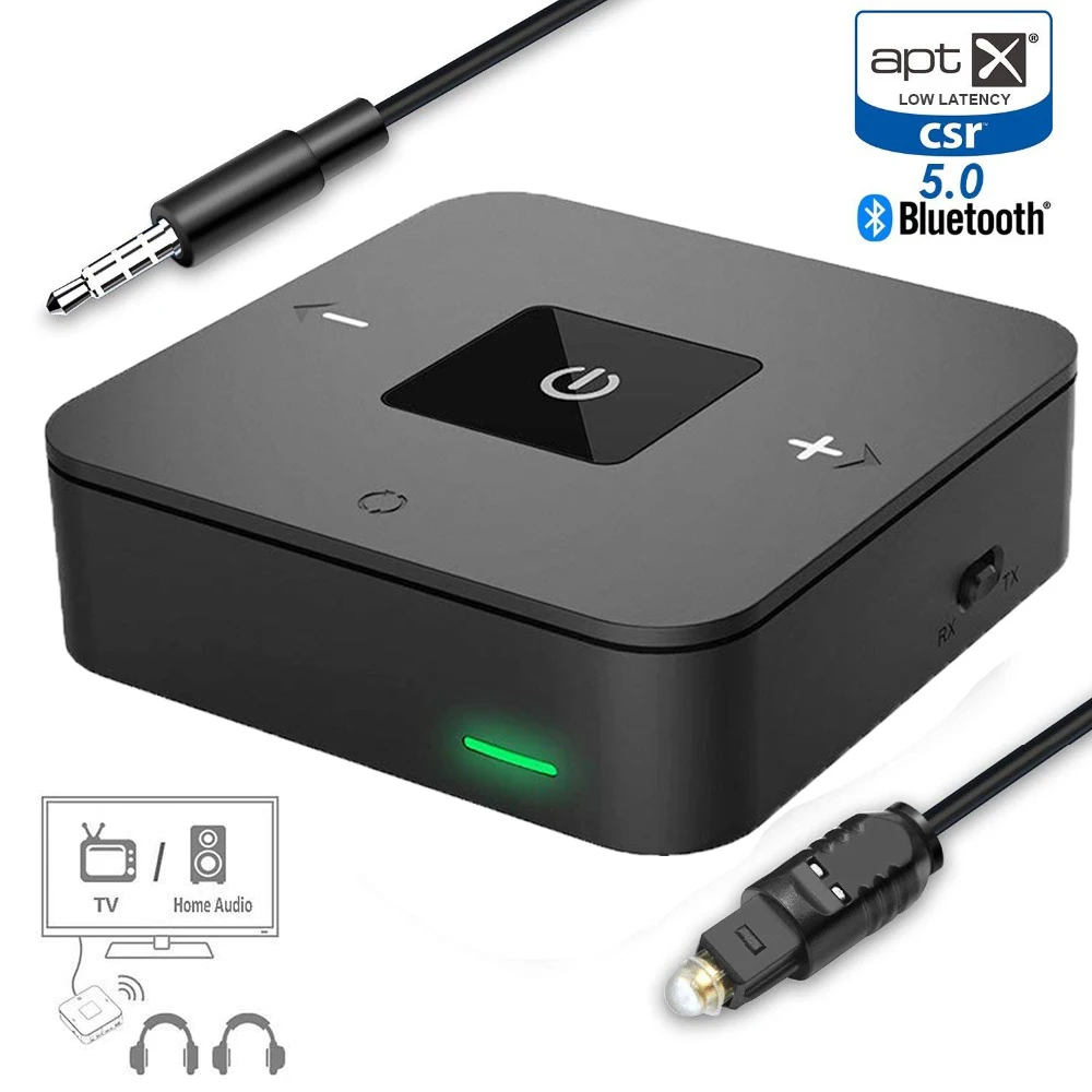 

Dual Link Bluetooth 5.0 Aptx Low Latency 3.5mm SPDIF Optical Audio Transmitter Receiver mini Wireless TV speaker Music Adapter
