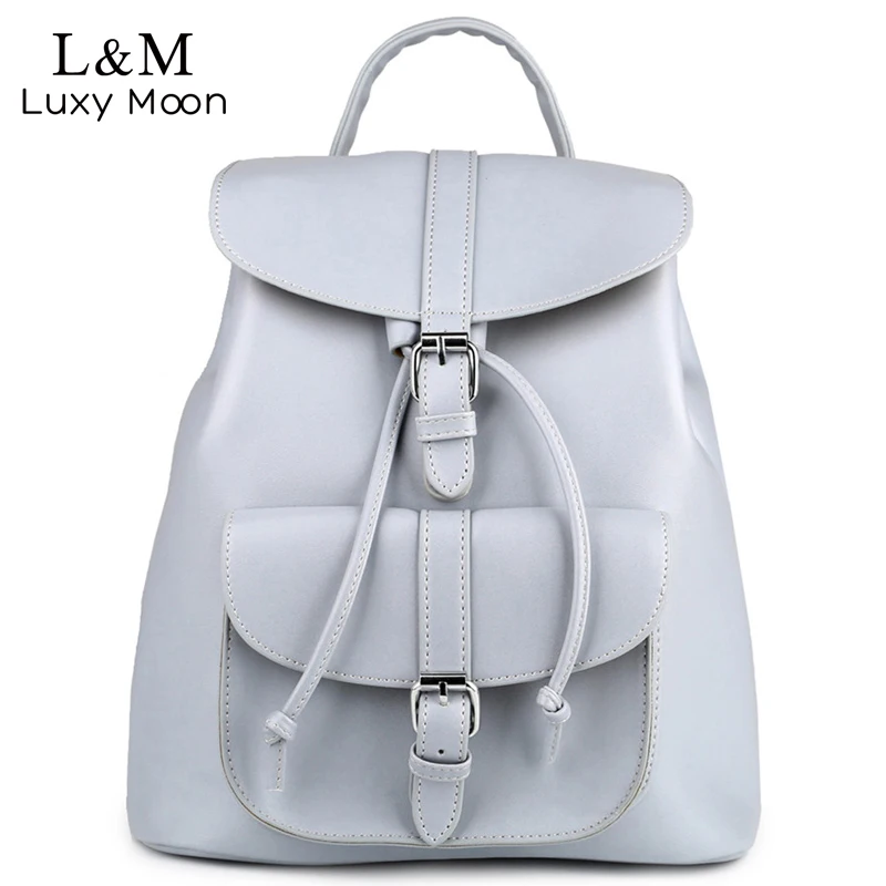 Women Backpack Vintage Leather Backpacks font b Drawstring b font Black Rucksack Brand Shoulder font b