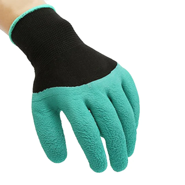 Behogar 1 Pair Tough Rubber Protective Garden Gloves with Claw Design on One Glove for Digging Raking Planting Gardening