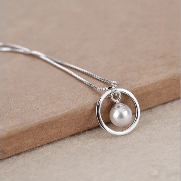 

Silver necklace female circle pendant simple short clavicle chain wild jewelry DUM01