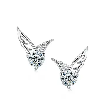 

2018 New 925 Silver angel wing Stud Earrings for woman jewelry