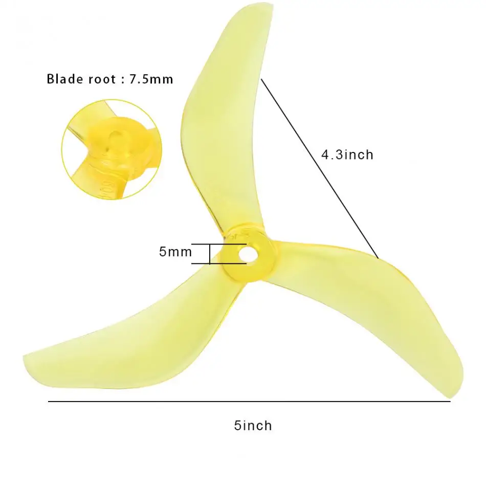 4 пары 5043 пропеллер 5x" 3 лезвиями по часовой стрелке против часовой стрелки Tri-Лезвие CW/CCW для небольшой гоночный Дрон с видом от первого лица квадракоптер qav 210 230 250 330 рамки