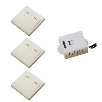 

Wireless Remote Control Switch AC85V 120V 250V 1CH Relay Receiver With Manual Button +3 Wall Transmitter 315Mhz/433.92Mhz