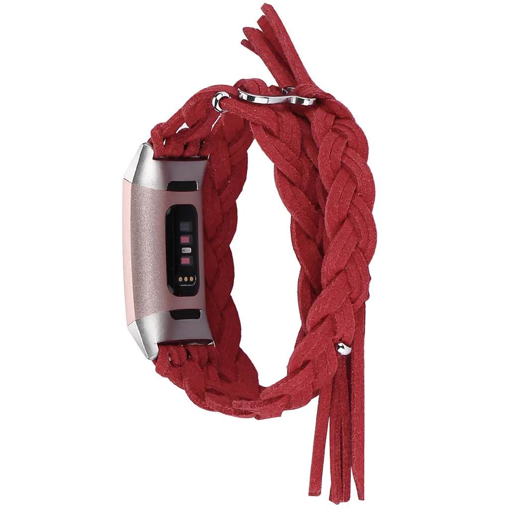 RD Ouhaobin модные кожаные ремешки для Fitbit Charge 3 браслет пеньковая веревка ручной работы ремешок для часов мягкий наручный ремень Прямая поставка 402#2 - Цвет: RD