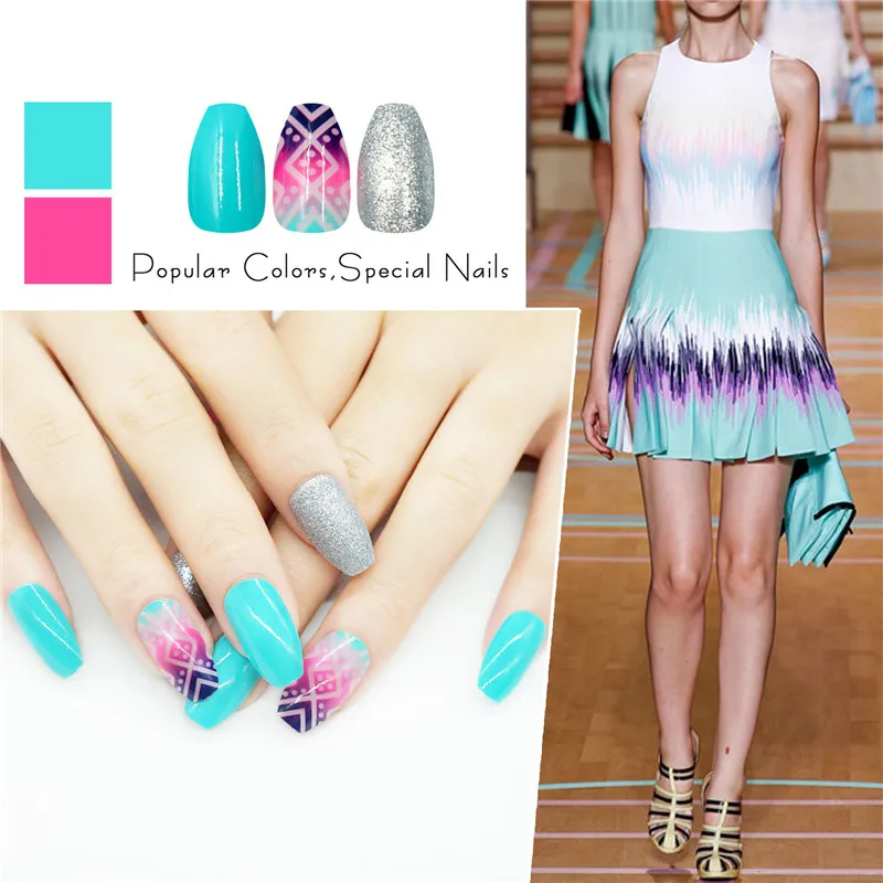 24 шт. накладные ногти серебристого цвета с блестками|press on nails|press onfashion nail tips |