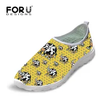 FORUDESIGNS/Летняя женская обувь из сетчатого материала; милая дышащая повседневная легкая обувь с принтом «головоломка коровы» для девушек; женская обувь