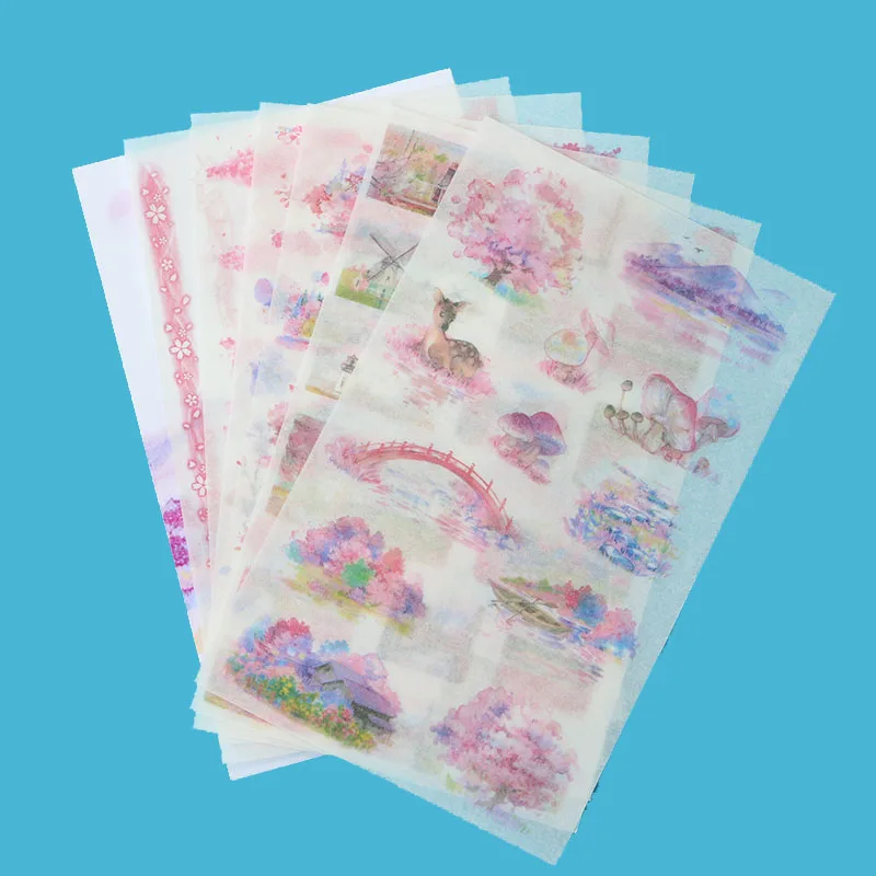 

6pc/bag, Creative Ancient Style Transparent Chinese Sticker Children Decoration Cartoon Manual Scrapbook Reward Stickers