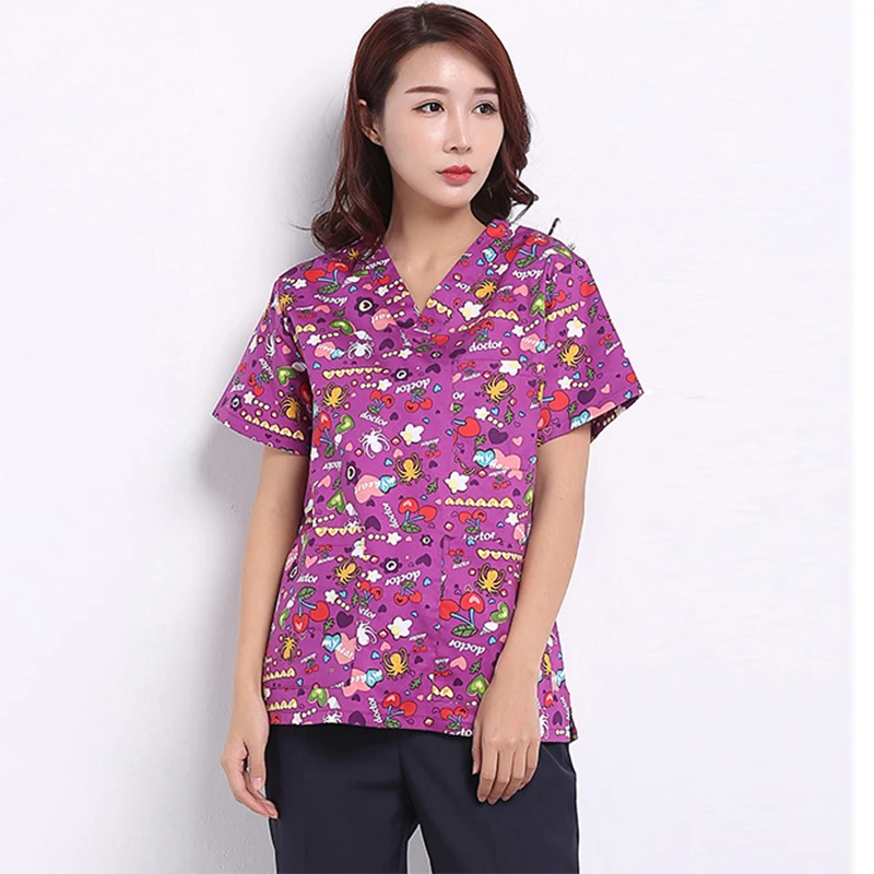 

New Medical Apparel Scrub Hospital Nurse Uniform Short Sleeve Summer Surgical Gown Laboratory Workwear Nurse Apparel Tops