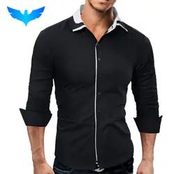 Qingyu бренд 2018 Модные мужские рубашка с длинными рукавами Топы корректирующие простые однотонные модные щедрый мужская одежда Рубашки для