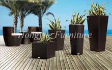 Paito black rattan four pieces flower pot set furniture sale
