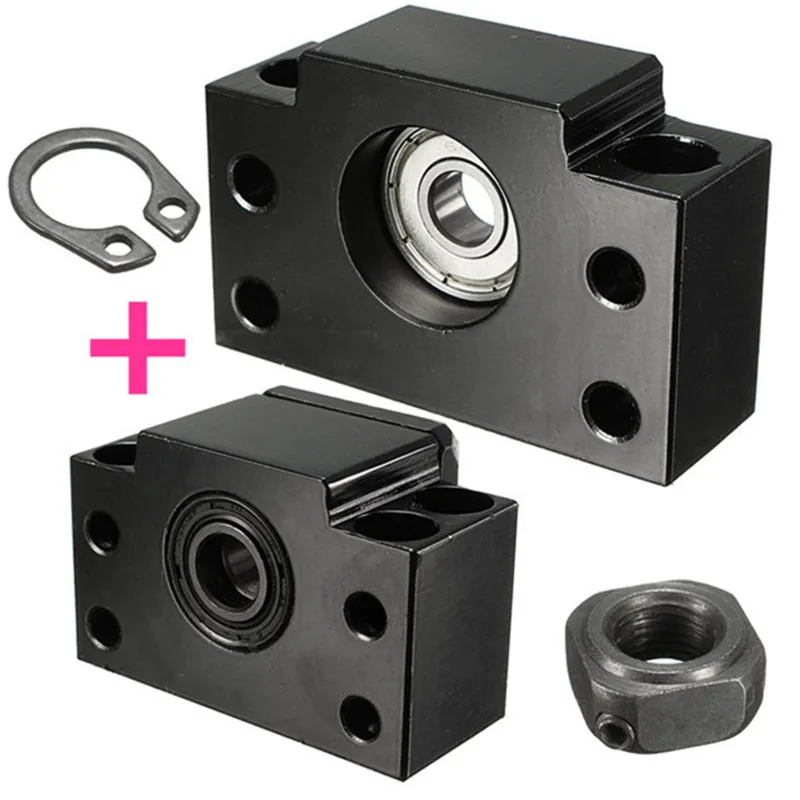 

2pcs BK10 BF10 Bearing Steel Ball Screw End Supports Bearing Blocks for Ball Screw SFU1204 CNC Machine Black