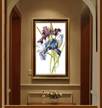 

Flowers Iris Cross Stitch Kits Printed patterns canvas Living room Rural Embroidery Needlework set Easy Cross-stitch Home Decor
