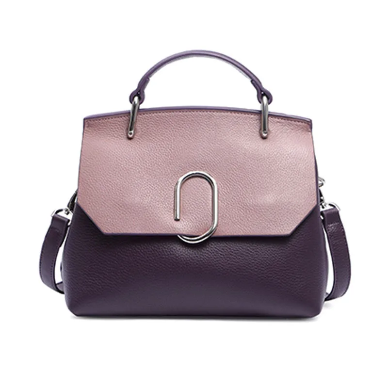 The classic temperament new Genuine Leather women handbags Personality Contrast shell type chic soft face women messenger bags