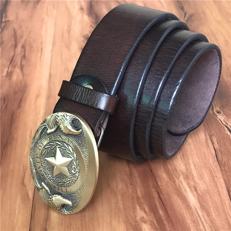 Pentagram Carved Brass Solid Casual Belt Buckle  (2)