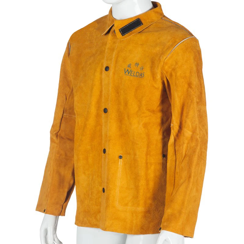 

Cowhide welding jackets work wear male long-sleeve split cow leather spark protective clothing