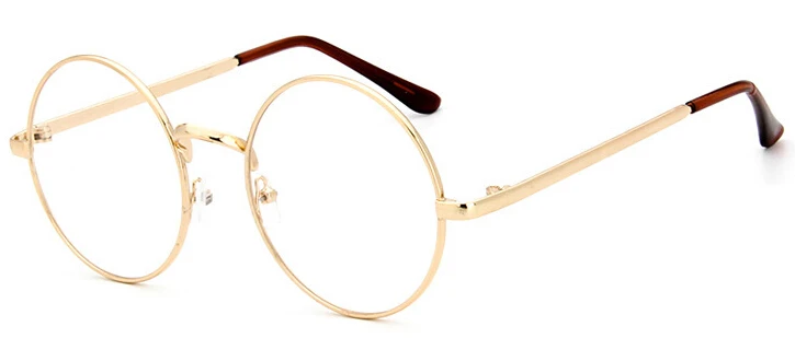 Женские очки, брендовая дизайнерская круглая оправа из сплава, очки по рецепту, ретро очки, прозрачные оптические очки для глаз, оправы для очков для мужчин - Цвет оправы: gold pink