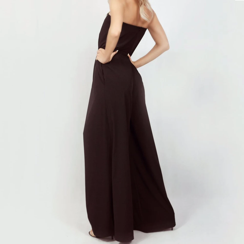 Tosheiny 2020 Women New Summer Sexy Slash Neck Off Shoulder Backless Rompers Elegant Solid Color Jumpsuit TH18843