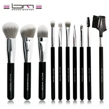 

BM Brush Master Makeup Brush Set 10 Pieces Foundation Powder Blush Concealer Contour Brushes Soft Vegan Wood handle brush