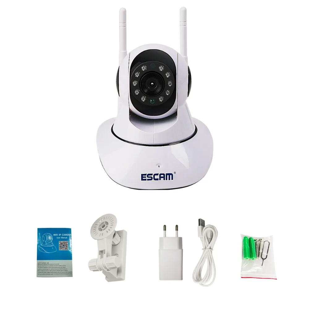 ESCAM G02 двойная антенна 720P панорамирование/наклон WiFi IP IR камера Поддержка ONVIF Max до 128 Гб Видео монитор ip камера