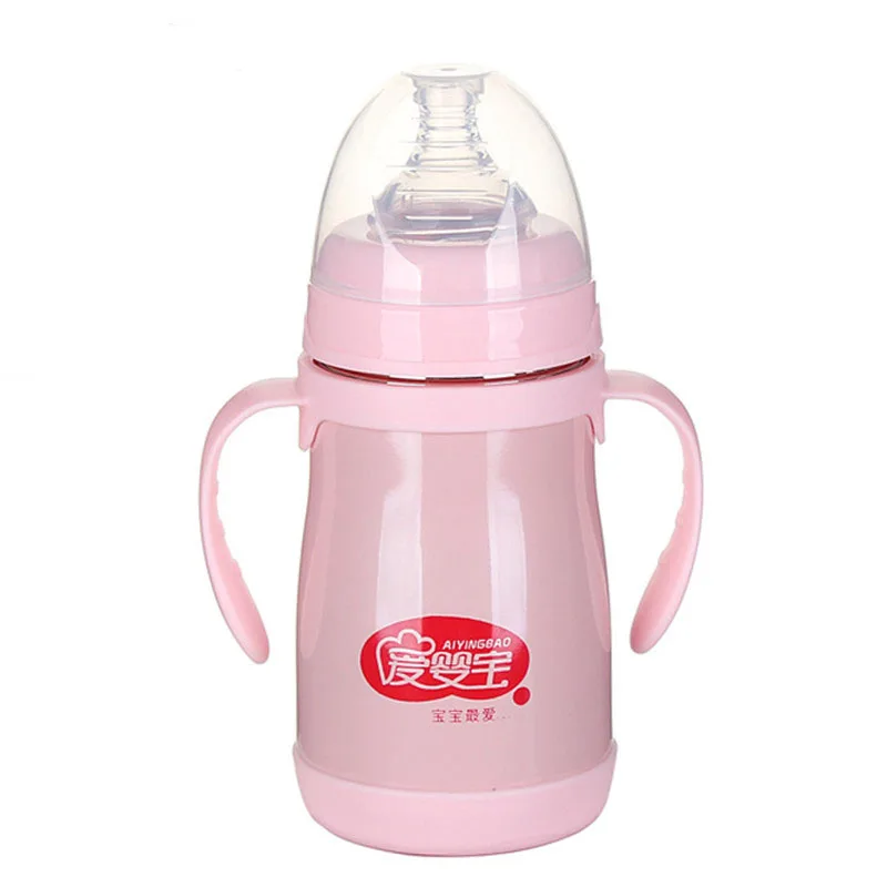 240ML Stainless Steel Heat Proof Baby Milk Feeding Bottle Warm Keeping